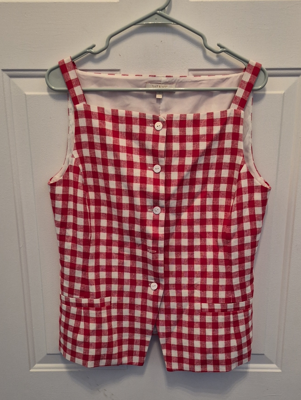Wayf Red And White Button Front Tank/vest